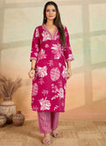 Prazu Fashion Pink Printed Cotton Blend Kurta Pant Set - Distacart