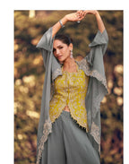 Aarshi Fashions Yellow Chinon Wedding Gowns