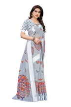 Vamika Linen Satin Border Grey Bollywood Style Saree - Distacart