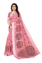Vamika Linen Satin Border Peach Bollywood Style Saree
