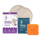 Bake Tan Removal Exfoliating Bath Kit - 100% Ramie Plant Fibre Gloves + Kojic Acid Soap (2 Pcs) with Scrub Treatment