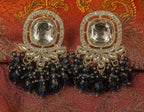 Jewel City Traditional Gold-Plated Kundan Earrings with Blue Beads – Handcrafted Ethnic Dangler Jewelry – Wedding & Party Wear - Distacart