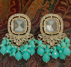 Jewel City Traditional Gold-Plated Kundan Earrings with Blue Beads – Handcrafted Ethnic Dangler Jewelry – Wedding & Party Wear - Distacart