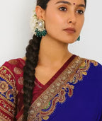 Jewel City Traditional Gold-Plated Kundan Earrings with Blue Beads – Handcrafted Ethnic Dangler Jewelry – Wedding & Party Wear - Distacart