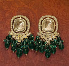 Jewel City Traditional Gold-Plated Kundan Earrings with Blue Beads – Handcrafted Ethnic Dangler Jewelry – Wedding & Party Wear - Distacart