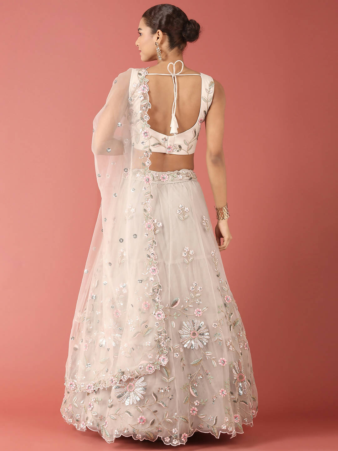 House of Panchhi Grey Net Sequinse Work Lehenga & Blouse, Dupatta