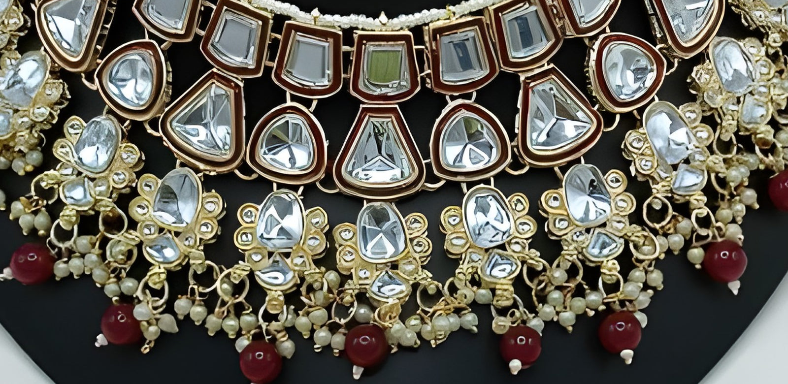 Jewel City Kundan Choker Set with Pearl Tassels - Premium Glass Cut Stone Wedding Collection