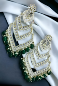 Jewel City Elegant Layered Kundan Pearl Earrings - Handcrafted Multi-Tier Chandbali Jhumkas - Bridal Wedding Statement Jewelry - Distacart