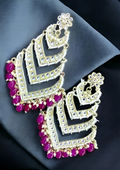 Jewel City Elegant Layered Kundan Pearl Earrings - Handcrafted Multi-Tier Chandbali Jhumkas - Bridal Wedding Statement Jewelry - Distacart