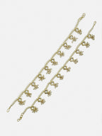 White Gold-Toned Plated Kundan Anklets Set Of 2 - Ruby Raang - Distacart