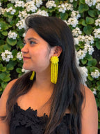 Inhanns Handmade Crystal Waterfall Earrings - Long - Yellow - Distacart