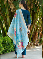 Vegaa Fashion Royal Blue Viscose Rayon Embroidered Salwar Suit - Distacart