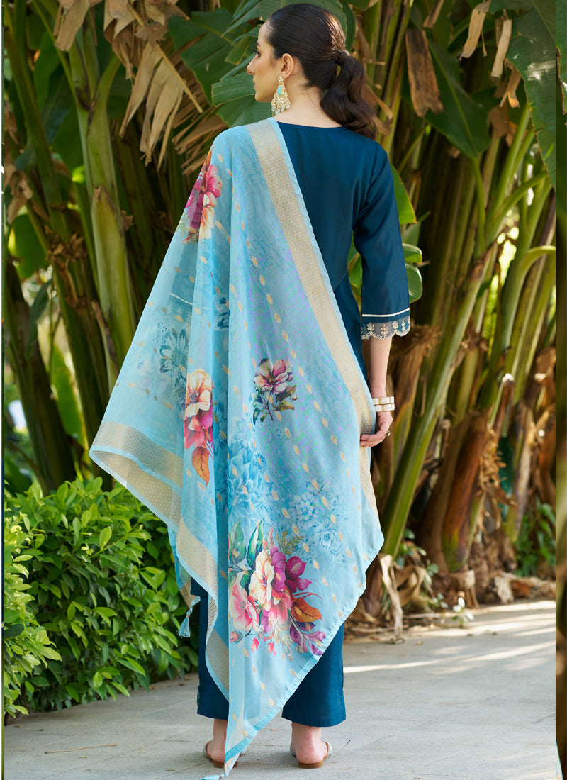 Vegaa Fashion Royal Blue Viscose Rayon Embroidered Salwar Suit - Distacart