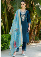 Vegaa Fashion Royal Blue Viscose Rayon Embroidered Salwar Suit - Distacart