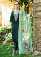 Vegaa Fashion Green Viscose Rayon Embroidered Salwar Suit - Distacart