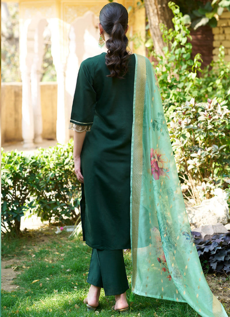Vegaa Fashion Green Viscose Rayon Embroidered Salwar Suit - Distacart