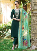 Vegaa Fashion Green Viscose Rayon Embroidered Salwar Suit - Distacart