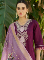 Vegaa Fashion Wine Viscose Rayon Embroidered Salwar Suit - Distacart