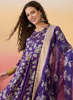Vegaa Fashion Violet Roman Silk Embroidered Palazzo Suit