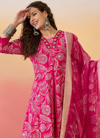 Vegaa Fashion Rani Pink Roman Silk Embroidered Palazzo Suit