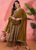 Vegaa Fashion Mustard Roman Silk Embroidered Palazzo Suit