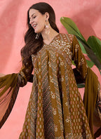 Vegaa Fashion Mustard Roman Silk Embroidered Palazzo Suit