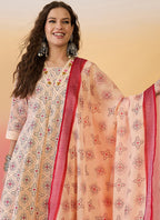 Vegaa Fashion Cream Roman Silk Embroidered Palazzo Suit