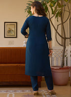 Vegaa Fashion Navy Blue Viscose Silk Beads Work Desginer Suit - Distacart