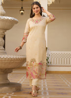 Vegaa Fashion Cream Viscose Silk Beads Work Desginer Suit - Distacart