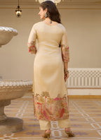 Vegaa Fashion Cream Viscose Silk Beads Work Desginer Suit - Distacart