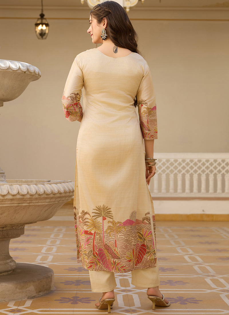 Vegaa Fashion Cream Viscose Silk Beads Work Desginer Suit - Distacart