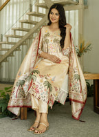 Vegaa Fashion Cream Viscose Silk Beads Work Desginer Suit - Distacart