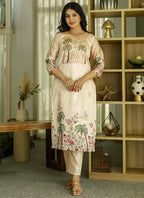 Vegaa Fashion Cream Viscose Silk Beads Work Desginer Suit - Distacart