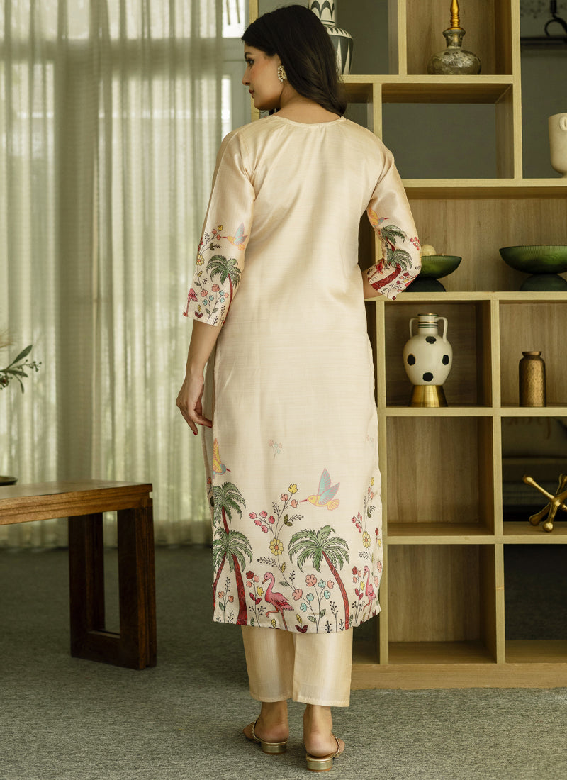 Vegaa Fashion Cream Viscose Silk Beads Work Desginer Suit - Distacart