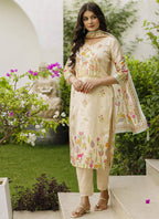 Vegaa Fashion Cream Viscose Silk Beads Work Desginer Suit - Distacart
