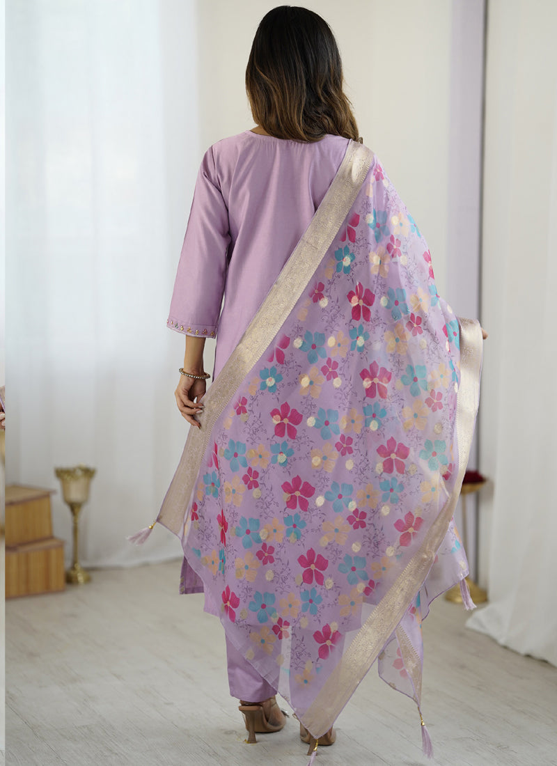 Vegaa Fashion Lavender Viscose Silk Beads Work Desginer Suit - Distacart