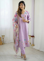 Vegaa Fashion Lavender Viscose Silk Beads Work Desginer Suit - Distacart