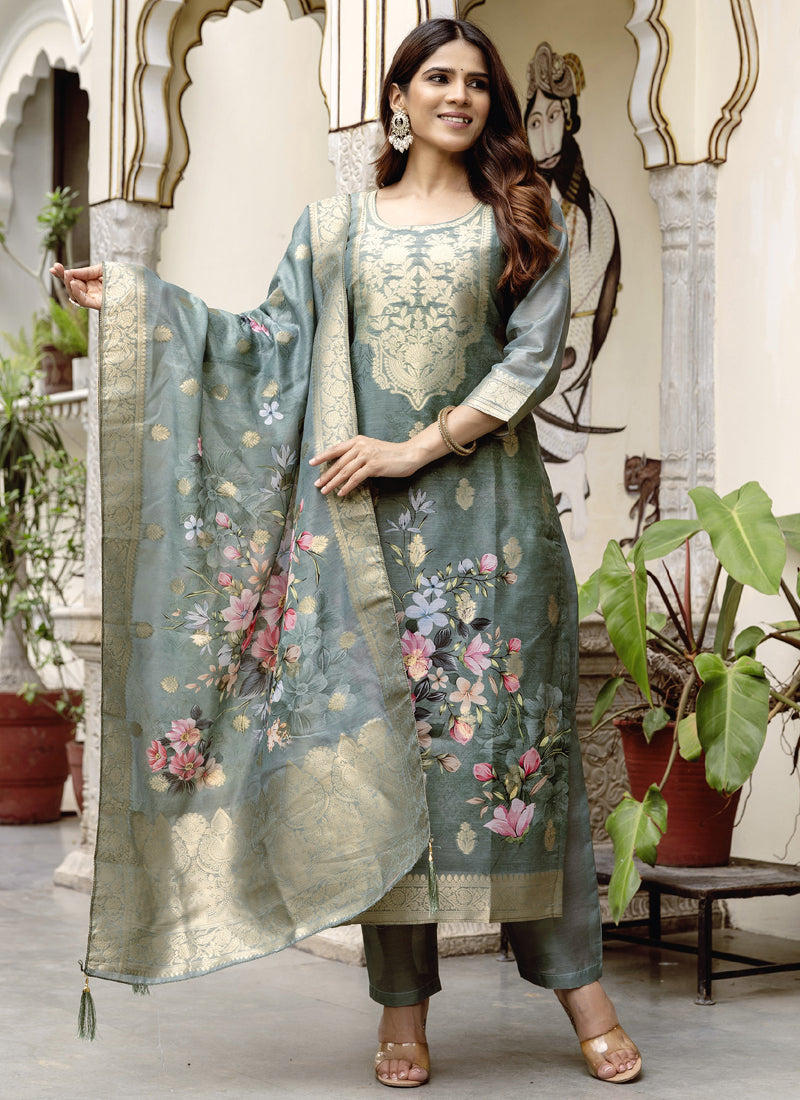 Vegaa Fashion Light Grey Viscose Silk Beads Work Desginer Suit - Distacart