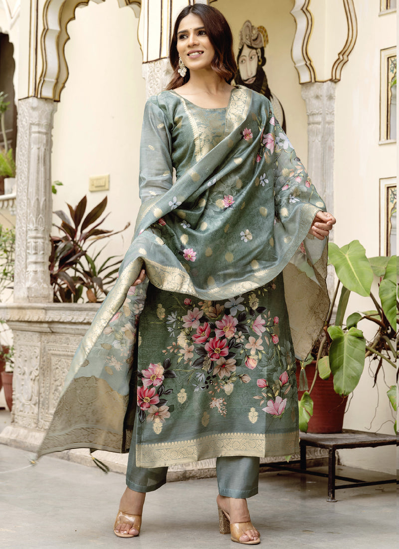 Vegaa Fashion Light Grey Viscose Silk Beads Work Desginer Suit - Distacart