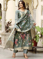 Vegaa Fashion Light Grey Viscose Silk Beads Work Desginer Suit - Distacart