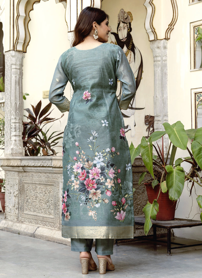 Vegaa Fashion Light Grey Viscose Silk Beads Work Desginer Suit - Distacart