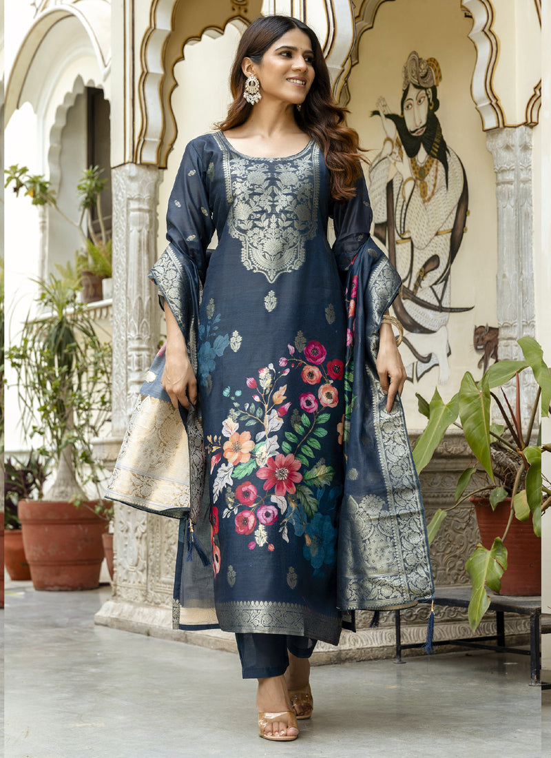 Vegaa Fashion Grey Viscose Silk Beads Work Desginer Suit - Distacart