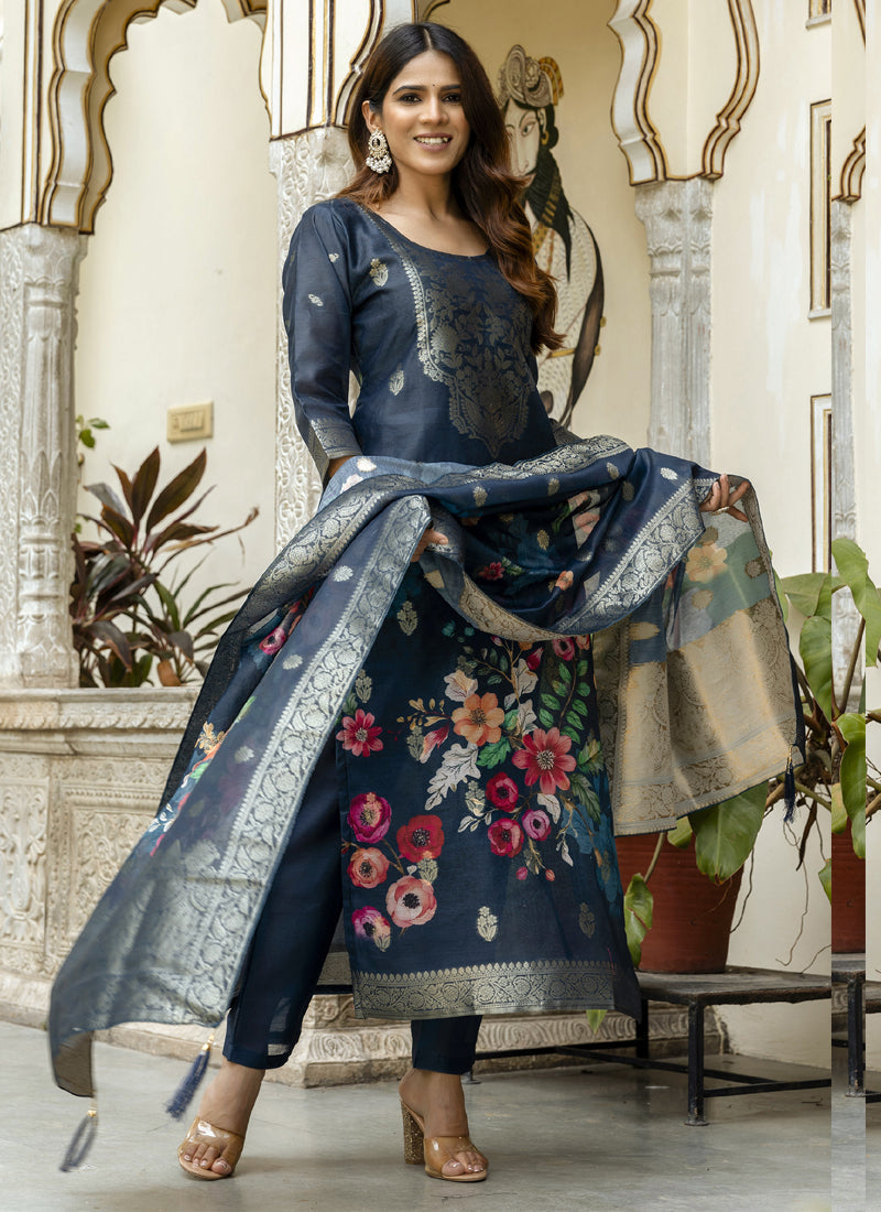 Vegaa Fashion Grey Viscose Silk Beads Work Desginer Suit - Distacart