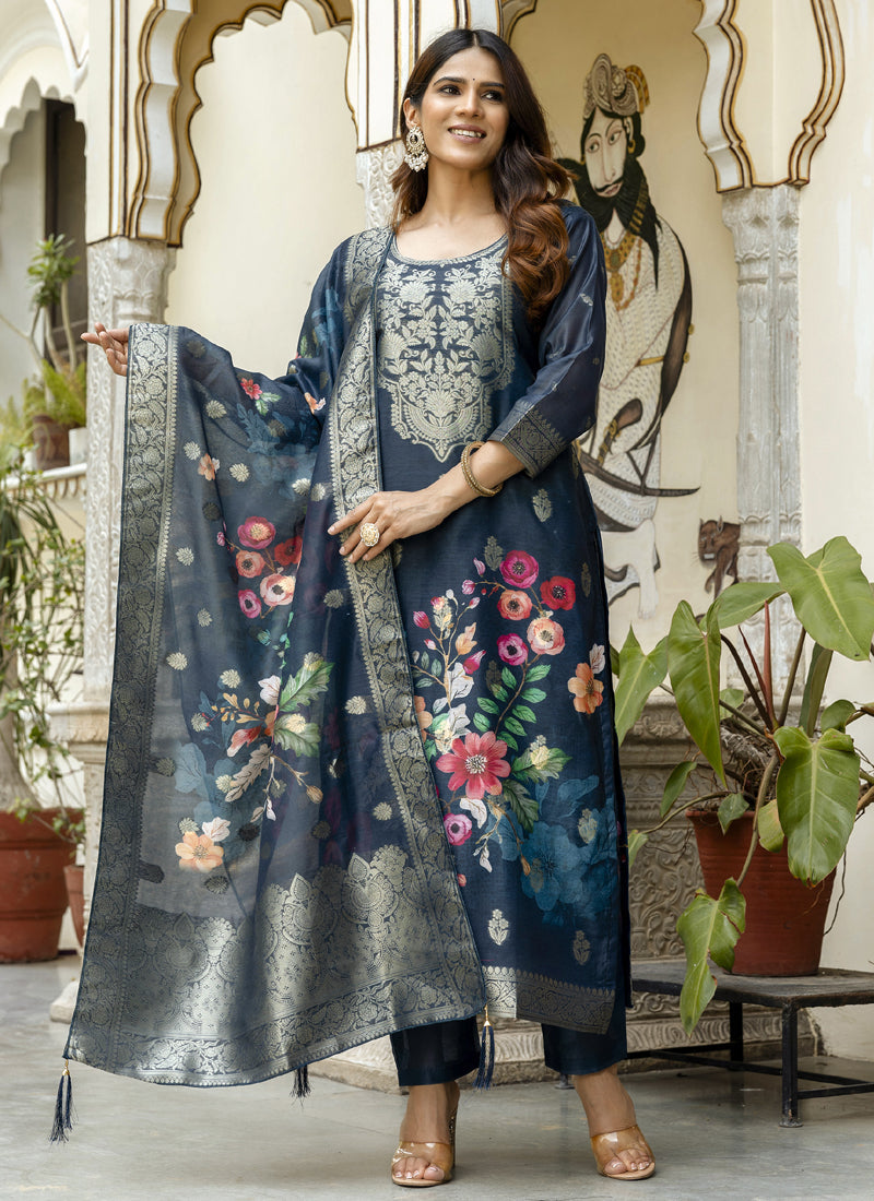 Vegaa Fashion Grey Viscose Silk Beads Work Desginer Suit - Distacart