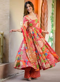 Vegaa Fashion Orange Muslin Printed Designer Palazzo Suit