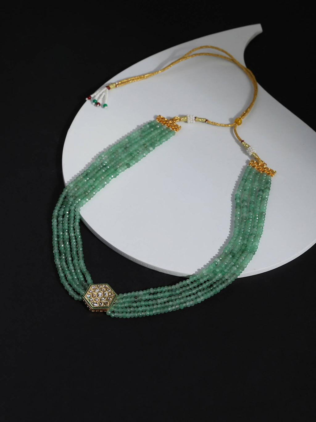 Green Gold-Toned Brass Gold-Plated Necklace - Ruby Raang - Distacart