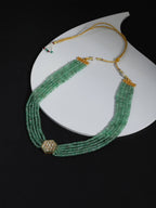 Green Gold-Toned Brass Gold-Plated Necklace - Ruby Raang - Distacart