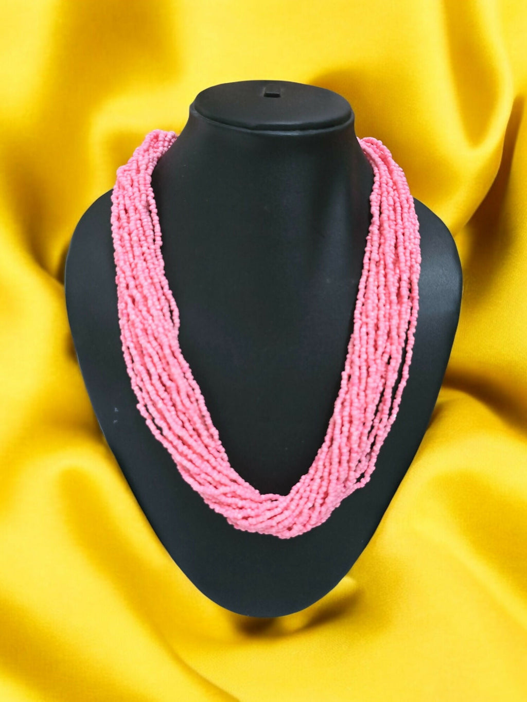 Inhanns Handmade Beaded Multilayer Necklace, 20 Layers - Light Pink