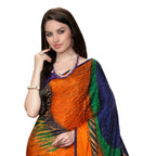 Vamika Multi Color Desinger China Chifon With Piping And Lace Saree