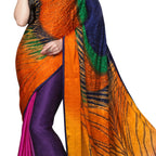 Vamika Multi Color Desinger China Chifon With Piping And Lace Saree